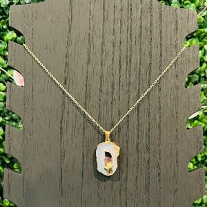 Electroplated Gold Agate with Phantom Amethyst Necklace